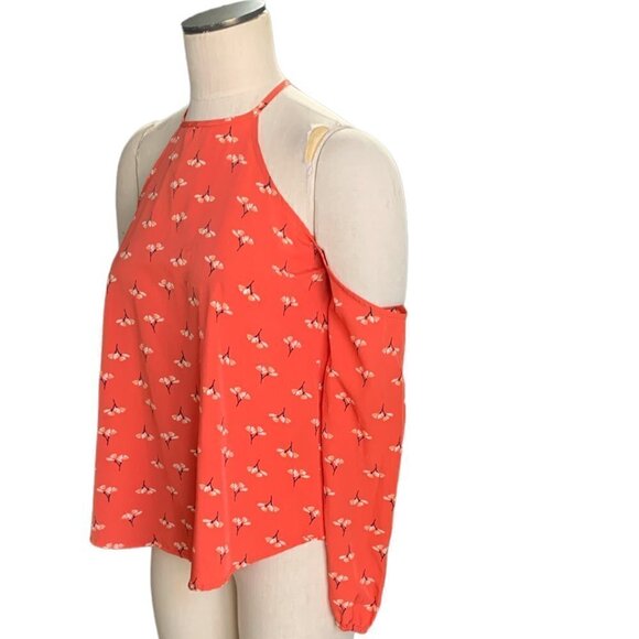 Abercrombie & Fitch Ditzy Floral Open Shoulder Long Sleeve Blouse XS 75D - Picture 3 of 7